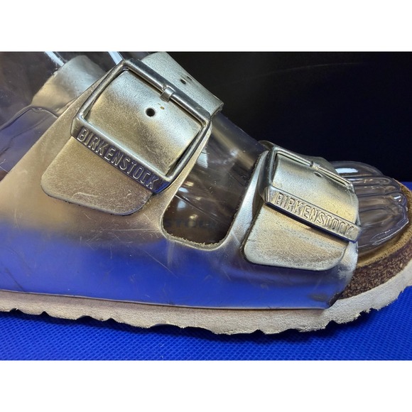 Birkenstock Arizona Silver Metallic Sandals EU 38 US Women 7-7.5 - Picture 5 of 10